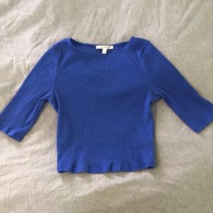 Cobalt blue 3/4 sleeve crop top